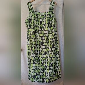 Allen Kay Sz.16 Green-Black Sleeveless Dress‎